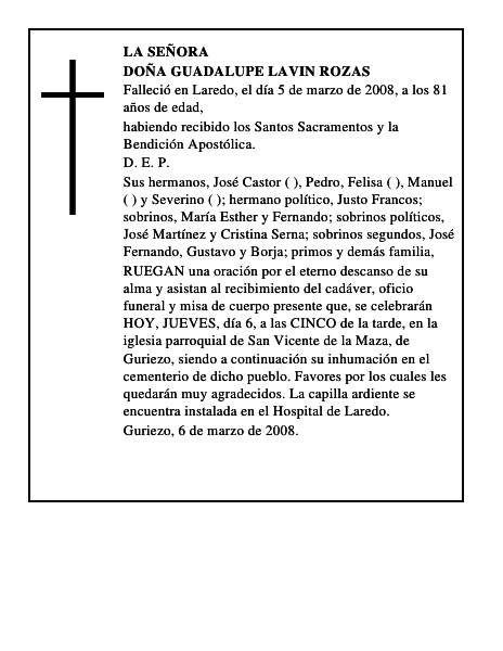 DOÑA GUADALUPE LAVIN ROZAS