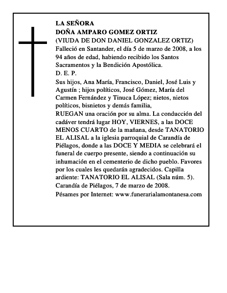 DOÑA AMPARO GOMEZ ORTIZ