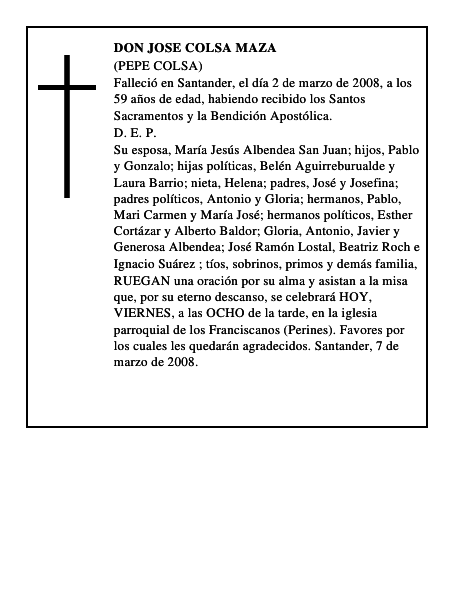 DON JOSE COLSA MAZA