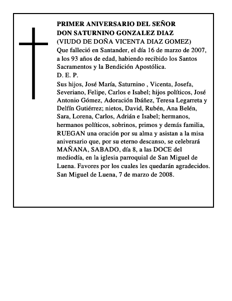 DON SATURNINO GONZALEZ DIAZ