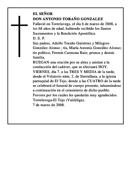 DON ANTONIO TORAÑO GONZALEZ