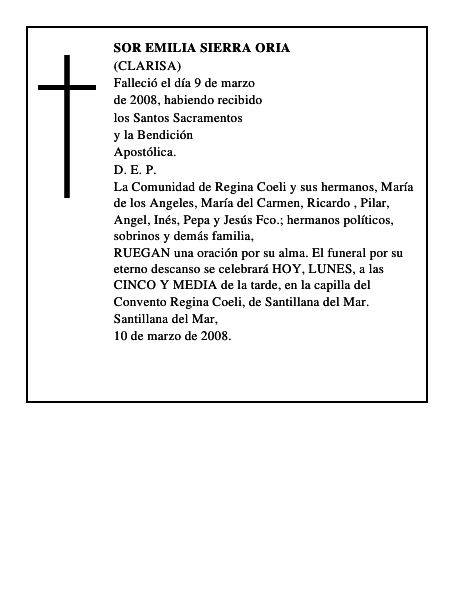 SOR EMILIA SIERRA ORIA