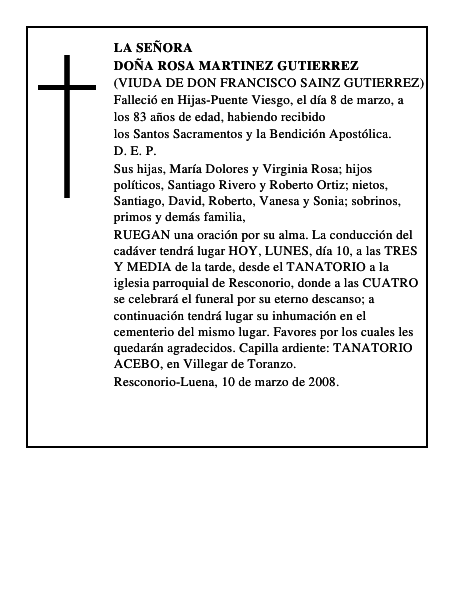 DOÑA ROSA MARTINEZ GUTIERREZ