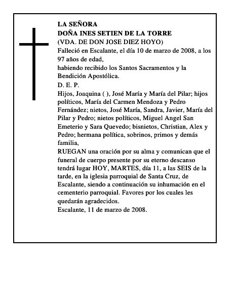 DOÑA INES SETIEN DE LA TORRE