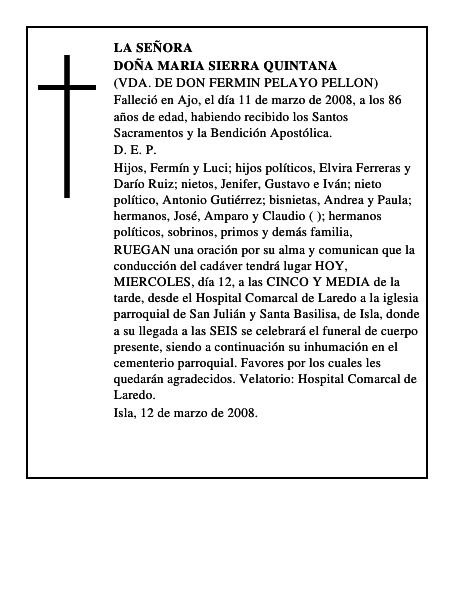 DOÑA MARIA SIERRA QUINTANA