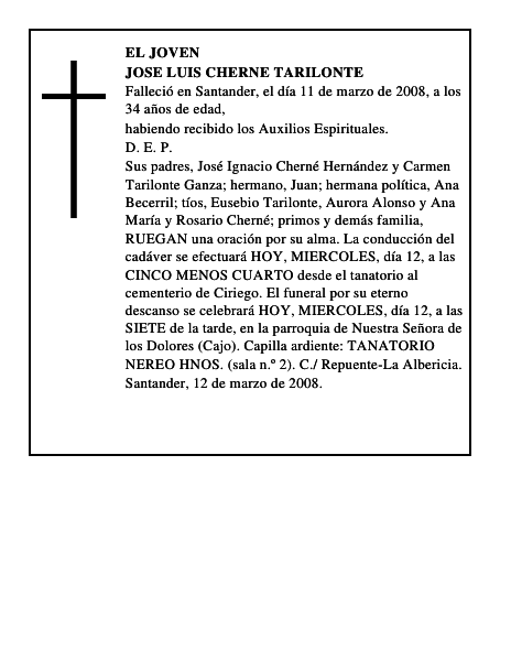 JOSE LUIS CHERNE TARILONTE