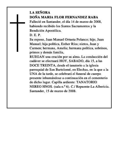DOÑA MARIA FLOR FERNANDEZ RABA