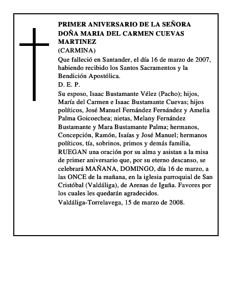 DOÑA MARIA DEL CARMEN CUEVAS MARTINEZ
