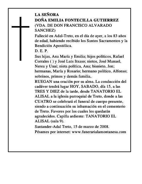DOÑA EMILIA FONTECILLA GUTIERREZ