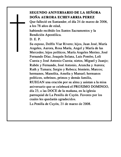 DOÑA AURORA ECHEVARRIA PEREZ