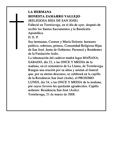 HONESTA ZAMARRO VALLEJO