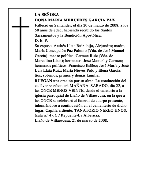 DOÑA MARIA MERCEDES GARCIA PAZ
