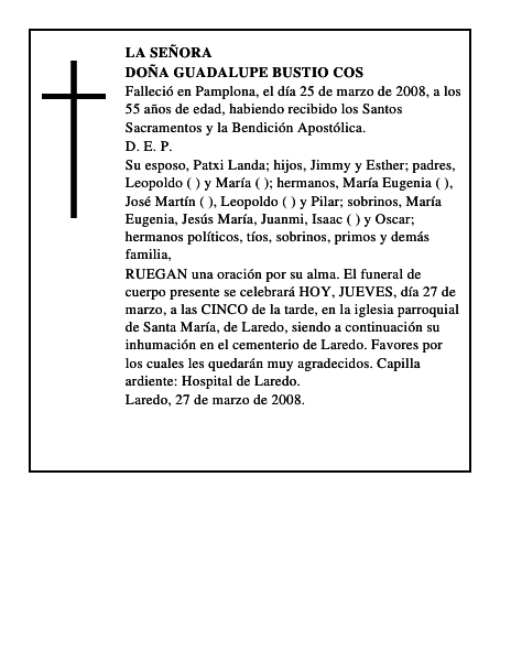DOÑA GUADALUPE BUSTIO COS