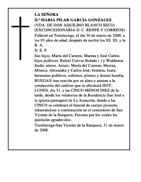 D.ª MARIA PILAR GARCIA GONZALEZ