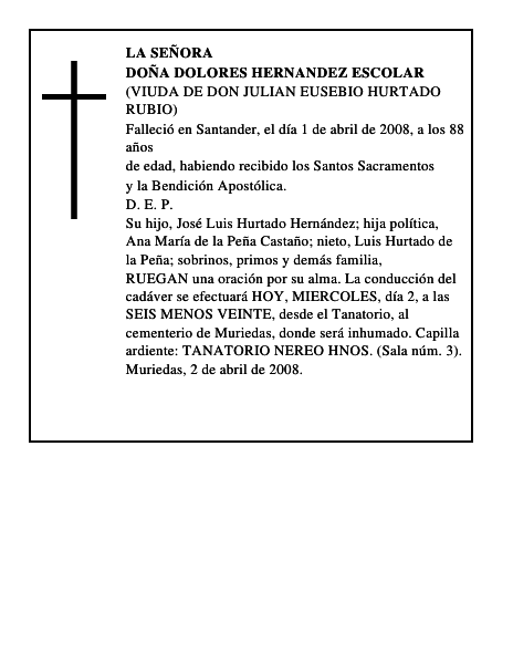 DOÑA DOLORES HERNANDEZ ESCOLAR