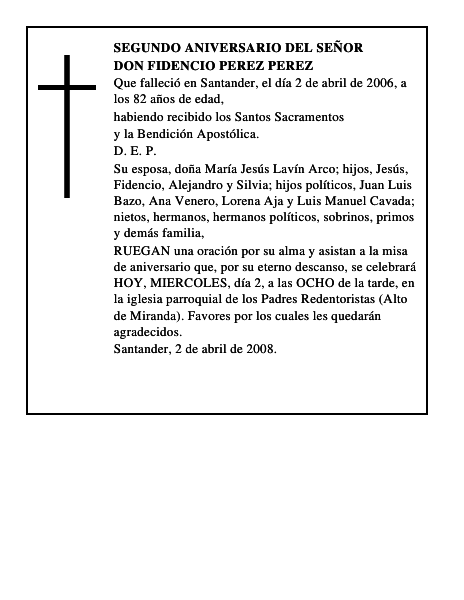 DON FIDENCIO PEREZ PEREZ