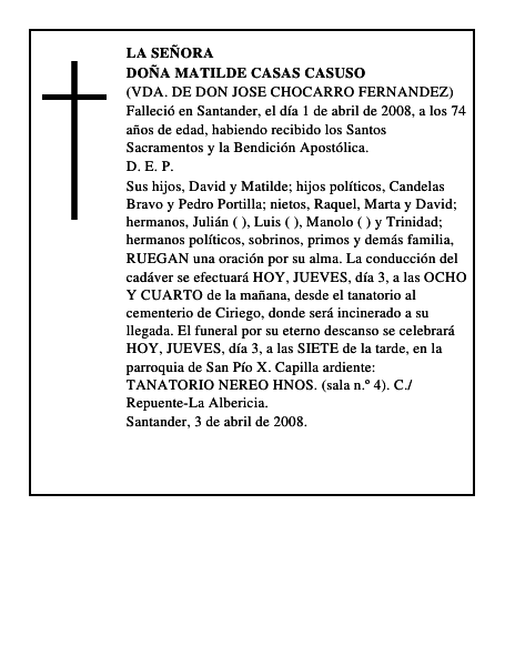 DOÑA MATILDE CASAS CASUSO