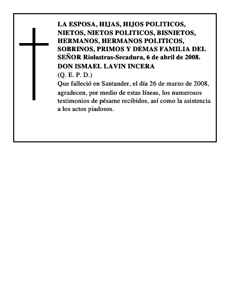 DON ISMAEL LAVIN INCERA