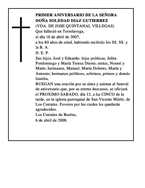 DOÑA SOLEDAD DIAZ GUTIERREZ