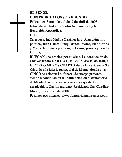 DON PEDRO ALONSO REDONDO