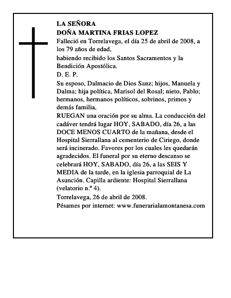 DOÑA MARTINA FRIAS LOPEZ