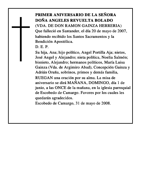 DOÑA ANGELES REVUELTA BOLADO