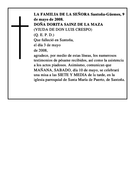 DOÑA DORITA SAINZ DE LA MAZA
