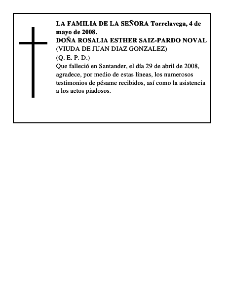 DOÑA ROSALIA ESTHER SAIZ-PARDO NOVAL