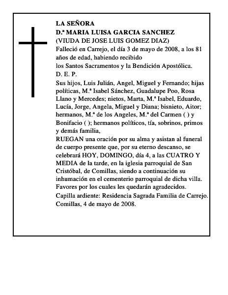 D.ª MARIA LUISA GARCIA SANCHEZ