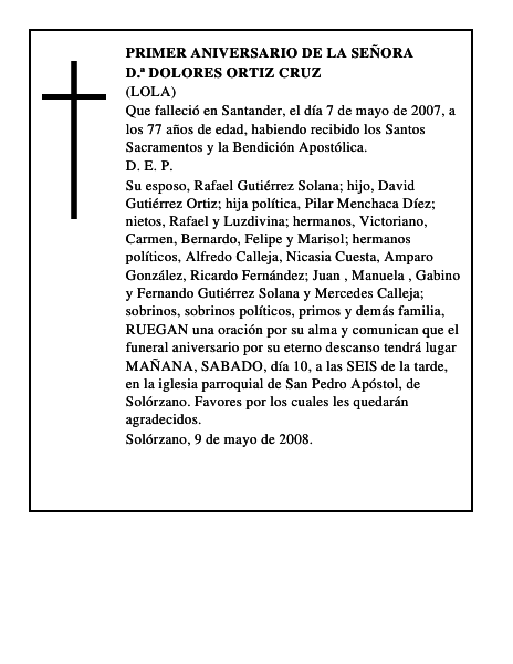 D.ª DOLORES ORTIZ CRUZ