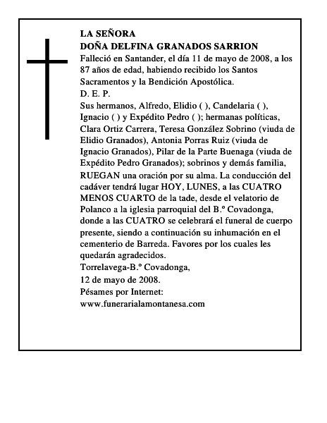 DOÑA DELFINA GRANADOS SARRION