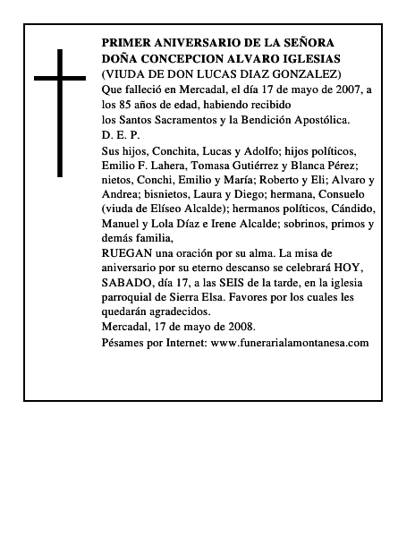 DOÑA CONCEPCION ALVARO IGLESIAS