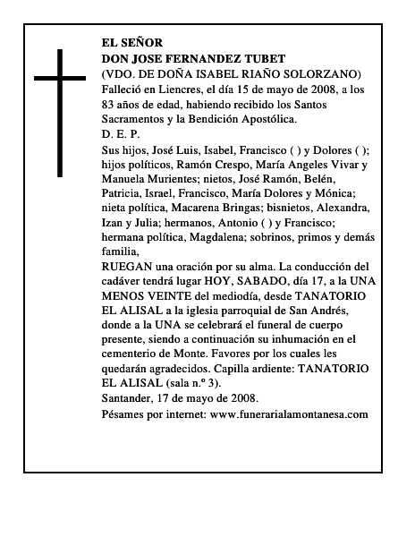 DON JOSE FERNANDEZ TUBET