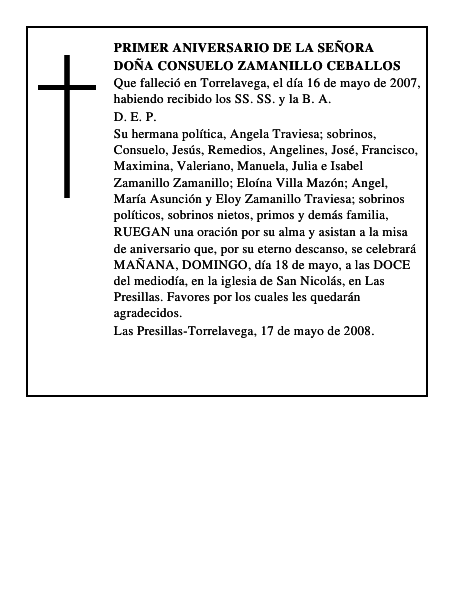 DOÑA CONSUELO ZAMANILLO CEBALLOS