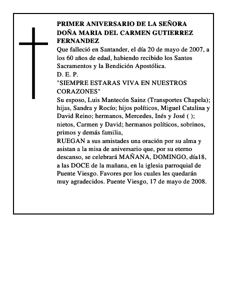 DOÑA MARIA DEL CARMEN GUTIERREZ FERNANDEZ