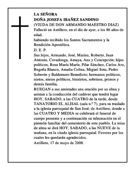 DOÑA JOSEFA IBAÑEZ SANDINO