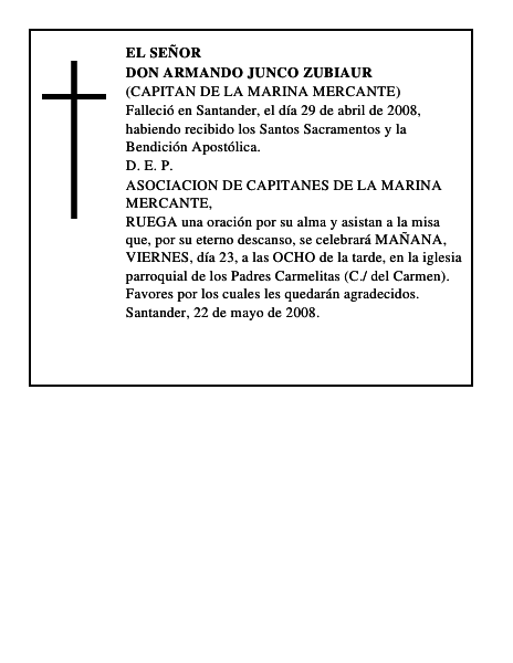 DON ARMANDO JUNCO ZUBIAUR