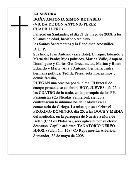 DOÑA ANTONIA SIMON DE PABLO