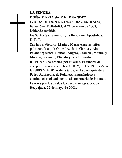 DOÑA MARIA SAIZ FERNANDEZ