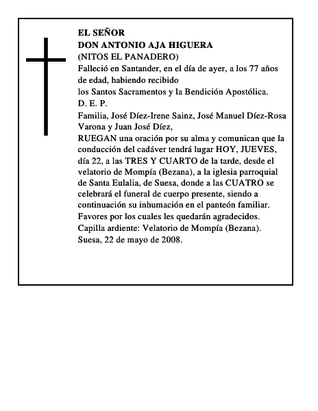 DON ANTONIO AJA HIGUERA