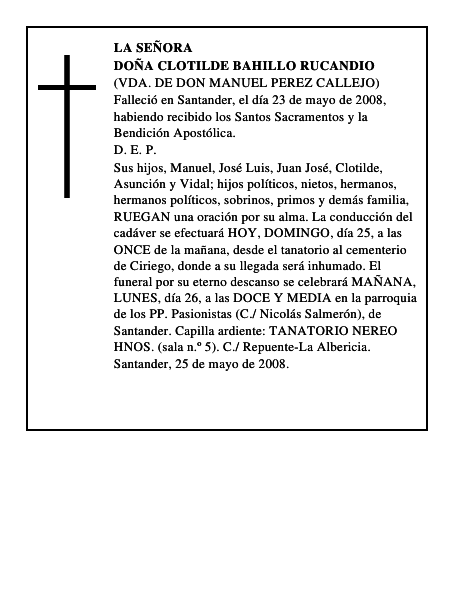 DOÑA CLOTILDE BAHILLO RUCANDIO