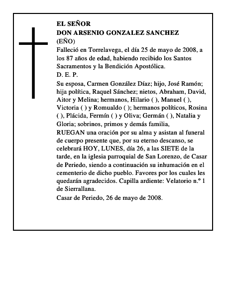 DON ARSENIO GONZALEZ SANCHEZ