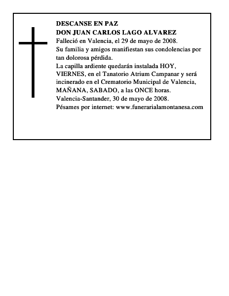 DON JUAN CARLOS LAGO ALVAREZ