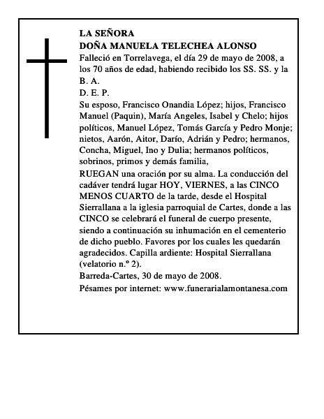 DOÑA MANUELA TELECHEA ALONSO