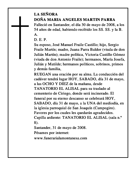 DOÑA MARIA ANGELES MARTIN PARRA