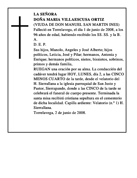 DOÑA MARIA VILLAESCUSA ORTIZ