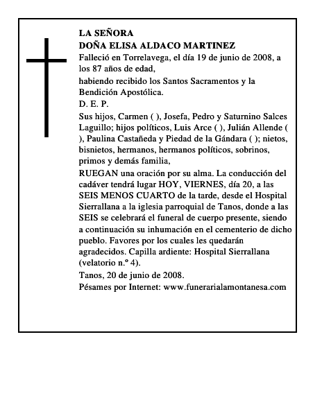 DOÑA ELISA ALDACO MARTINEZ