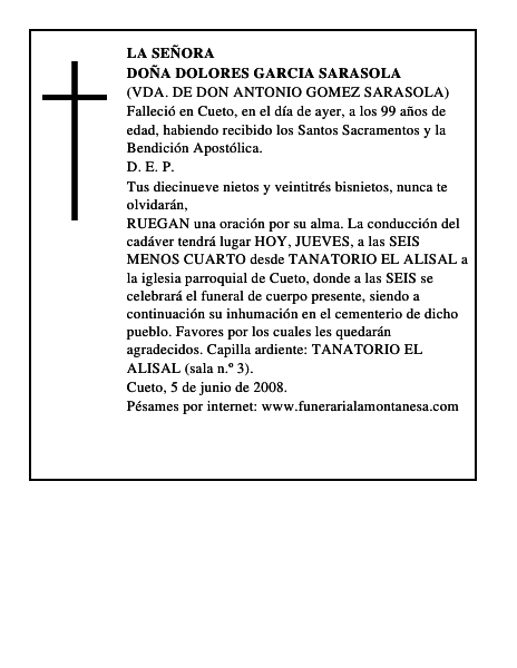 DOÑA DOLORES GARCIA SARASOLA