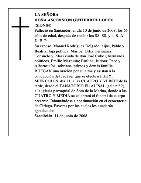 DOÑA ASCENSION GUTIERREZ LOPEZ