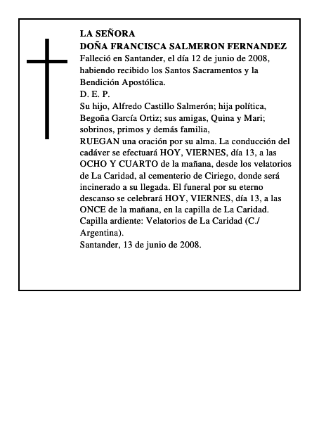 DOÑA FRANCISCA SALMERON FERNANDEZ